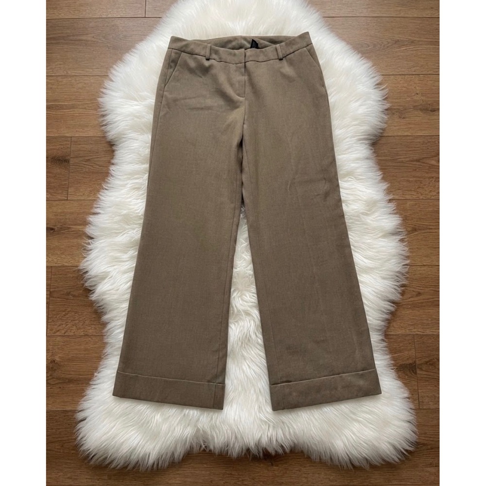 New York & Company Taupe Brown Wide Leg Cuffed Trousers Size 12 Average